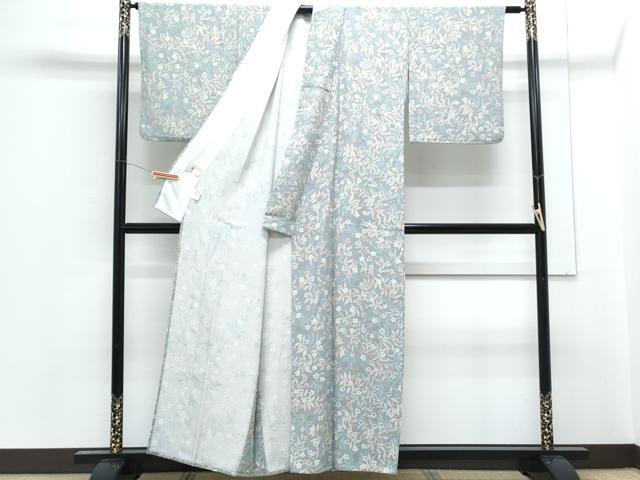 平和屋着物▽小紋 単衣 草花文 洗える着物 CABG2522th
