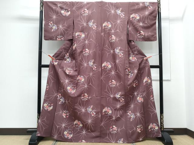 平和屋着物▽小紋 単衣 花丸文 洗える着物 CABG2531th