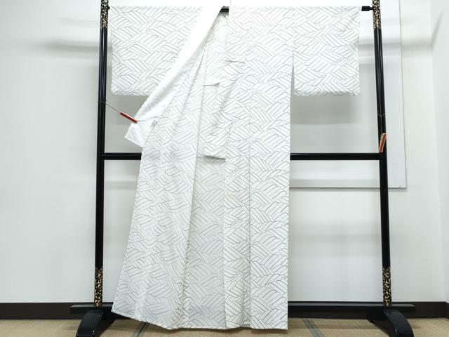 平和屋着物▽小紋 単衣 瓦文 さんび謹製 洗える着物 CABG2533th