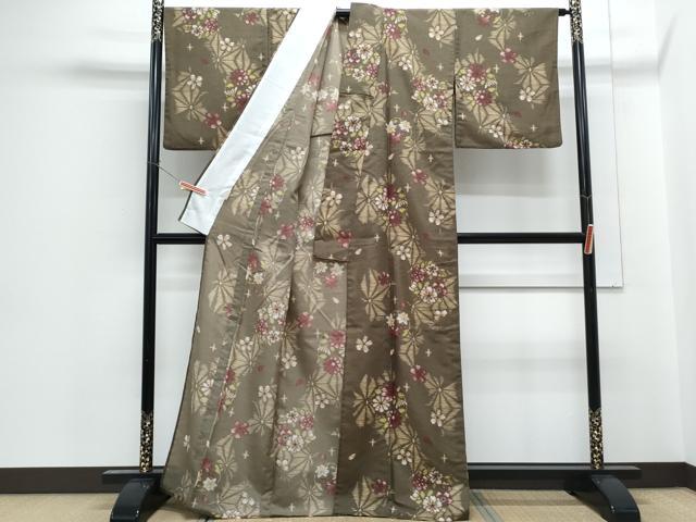 平和屋着物▽小紋 単衣 花丸文 洗える着物 CABG2534th