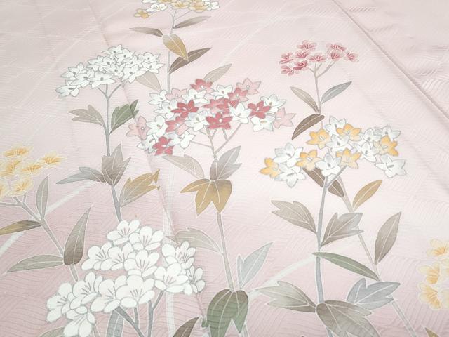 平和屋着物▽訪問着 単衣 草花文 銀彩 洗える着物 CABG2539th