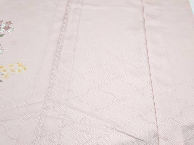 平和屋着物▽訪問着 単衣 草花文 銀彩 洗える着物 CABG2539th