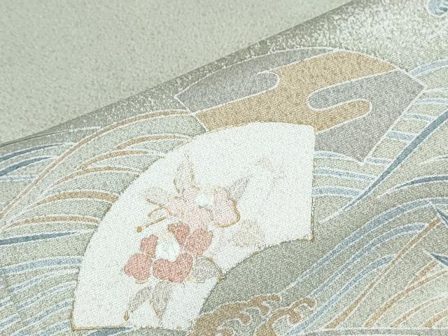 平和屋着物▽訪問着 単衣 扇面花文 金彩 洗える着物 CABG2544th