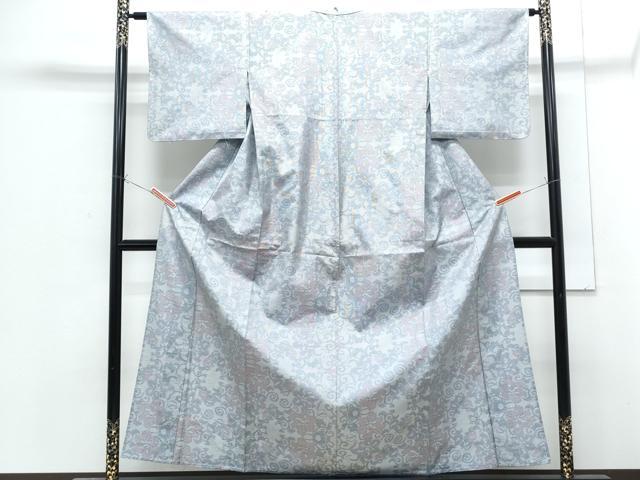 平和屋着物▽本場大島紬 単衣 7マルキ 花唐草文 正絹 逸品 CABG2547th