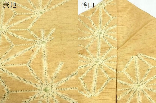 平和屋着物▽上質な紬 単衣 麻の葉文様 正絹 逸品 CABG2549th