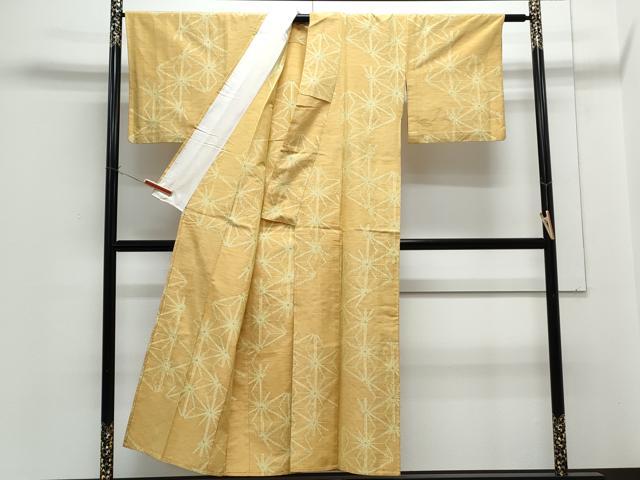 平和屋着物▽上質な紬 単衣 麻の葉文様 正絹 逸品 CABG2549th