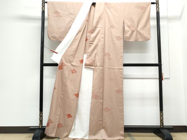平和屋着物▼上質な小紋 地紋起こし 菱花文 正絹 逸品 CABG2563th