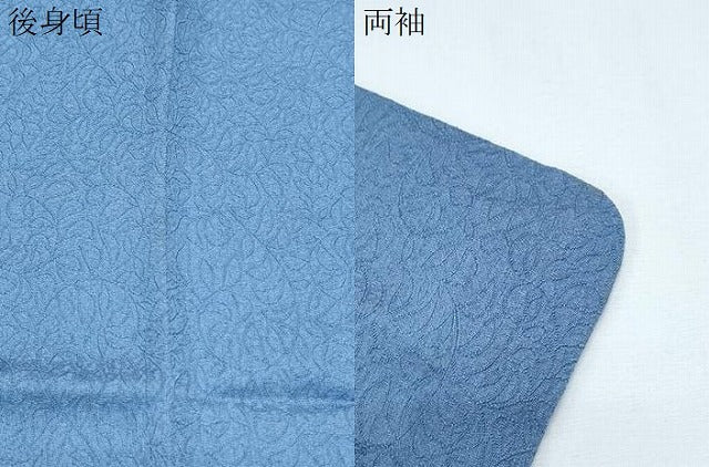 平和屋着物▽上質な色無地 単衣 蔦の葉地紋 瑠璃色 正絹 逸品 CABG2570th