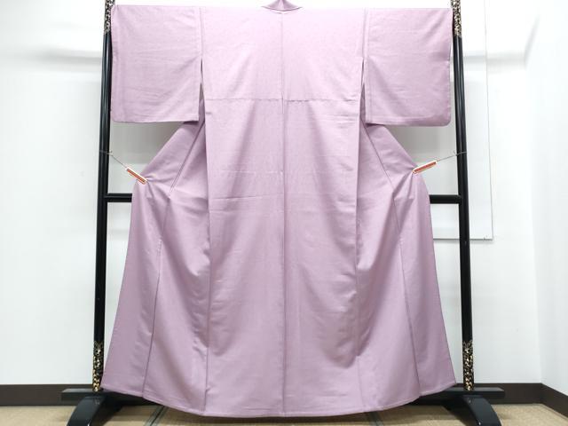 平和屋着物▽色無地 単衣 唐草地紋 紅藤色 洗える着物 CABG2572th
