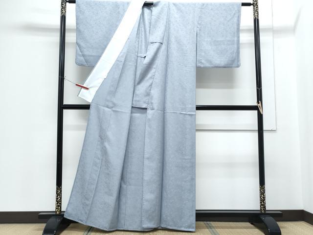 平和屋着物▽色無地 単衣 草花地紋 淡藤色 洗える着物 CABG2573th