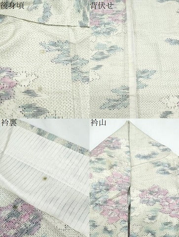 平和屋着物▽上質な紬 単衣 草花文 正絹 逸品 CABG2583th