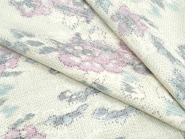 平和屋着物▽上質な紬 単衣 草花文 正絹 逸品 CABG2583th