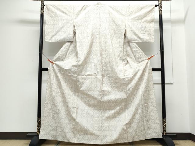 平和屋着物▽本場大島紬 単衣 白大島 7マルキ 吉祥花文 正絹 逸品 CABG2584th