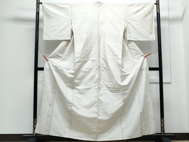 平和屋着物▽本場大島紬 単衣 白大島 草花文 正絹 逸品 CABG2585th