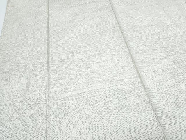 平和屋着物▽本場大島紬 単衣 白大島 草花文 正絹 逸品 CABG2585th