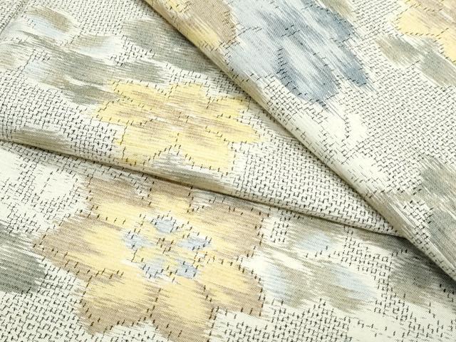 平和屋着物▽上質な紬 単衣 草花文 正絹 逸品 CABG2587th
