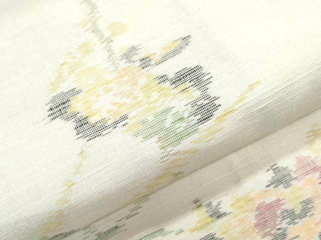 平和屋着物▽上質な紬 単衣 草花文 正絹 逸品 CABG2588th