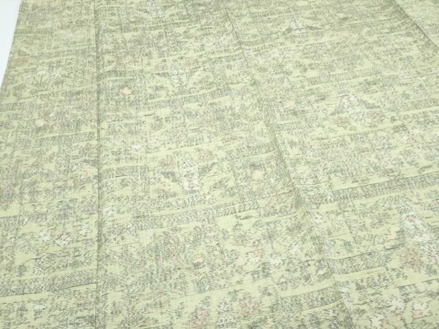 平和屋着物▽上質な紬 単衣 吉祥花文 正絹 逸品 CABG2589th