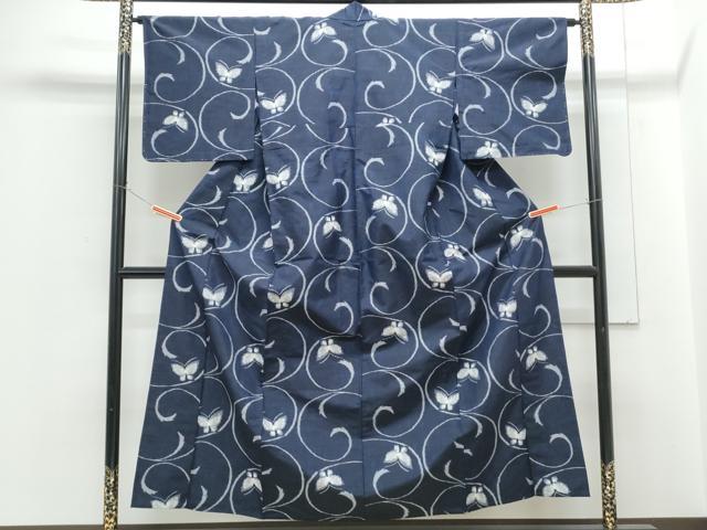 平和屋着物▽上質な紬 単衣 舞蝶文 正絹 逸品 CABG2590th