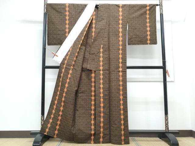 平和屋着物▽上質な紬 単衣 吉祥間道 正絹 逸品 CABG2592th