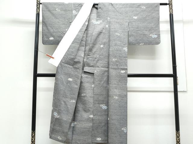 平和屋着物▽上質な紬 単衣 地紙文 正絹 逸品 CABG2594th