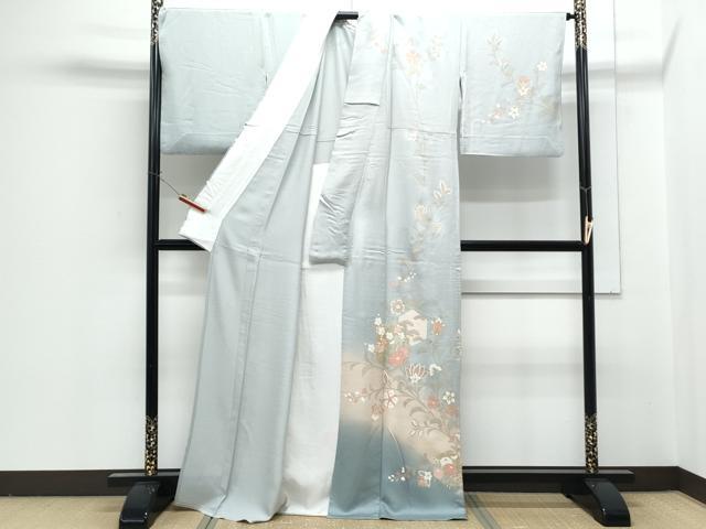 平和屋着物▽訪問着 単衣 亀甲更紗花文 暈し染め 金彩 正絹 逸品 CABG2596th