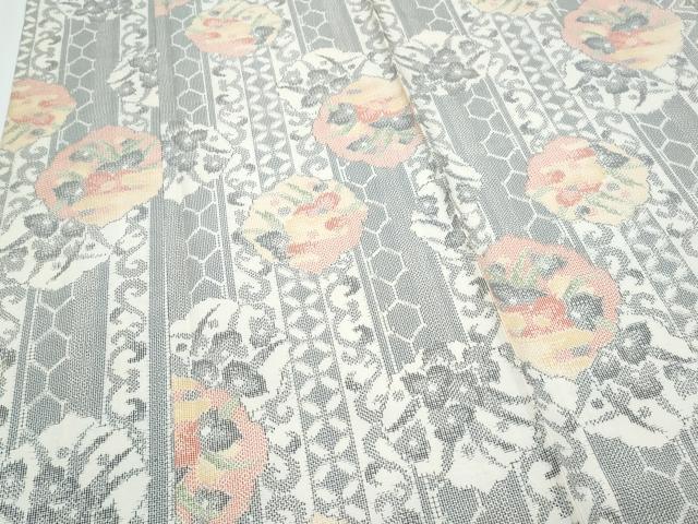 平和屋着物▽上質な紬 単衣 吉祥花間道 正絹 逸品 CABG2599th