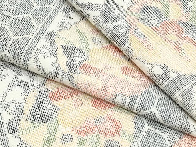 平和屋着物▽上質な紬 単衣 吉祥花間道 正絹 逸品 CABG2599th