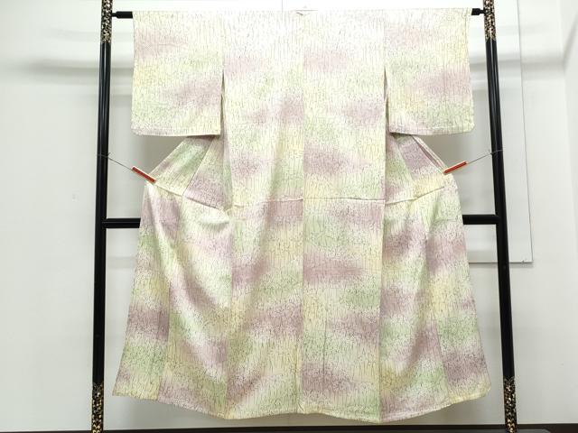 平和屋着物▽上質な小紋 単衣 草花文 暈し染め 金彩 正絹 逸品 CABG2600th