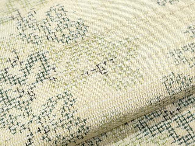平和屋着物▽上質な紬 単衣 草葉文 正絹 逸品 CABG2601th