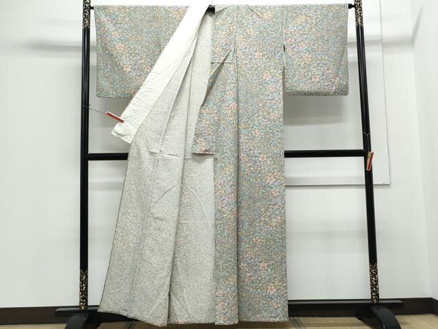 平和屋着物▽上質な小紋 単衣 草花文 正絹 逸品 CABG2604th