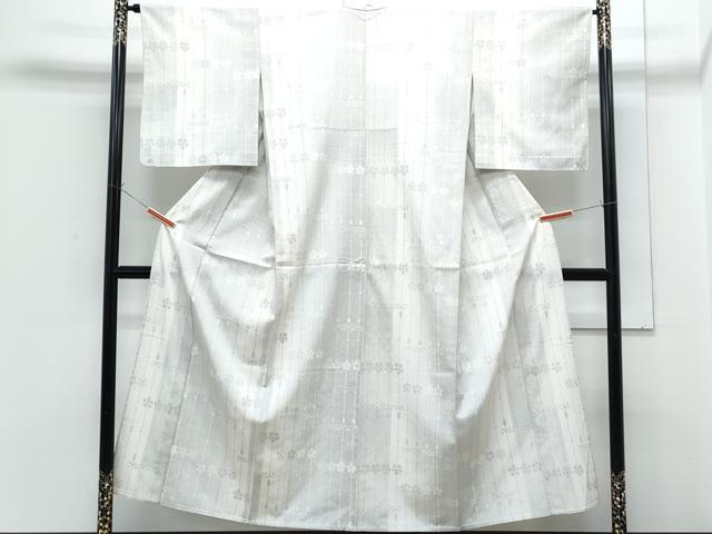 平和屋着物▽本塩沢 単衣 110亀甲 花間道 正絹 逸品 CABG2605th