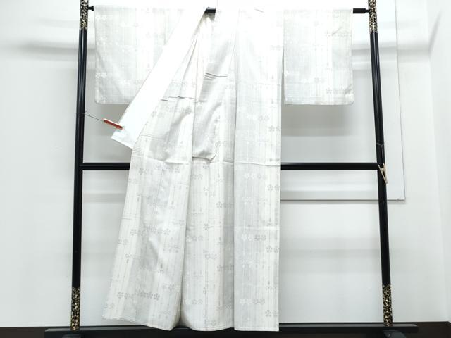 平和屋着物▽本塩沢 単衣 110亀甲 花間道 正絹 逸品 CABG2605th