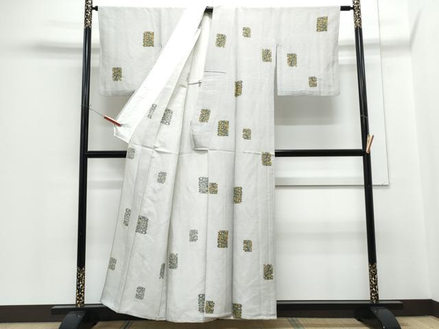 平和屋着物▽上質な小紋 単衣 色紙吉祥花文 正絹 逸品 CABG2615th