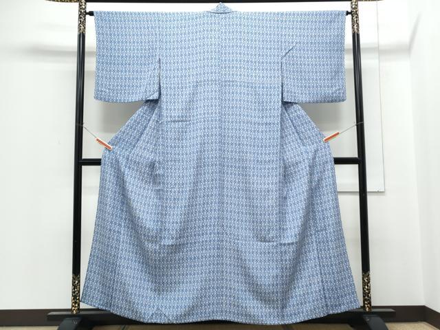 平和屋着物▽上質な小紋 単衣 型染め 向かい鳥花文 正絹 逸品 CABG2626th