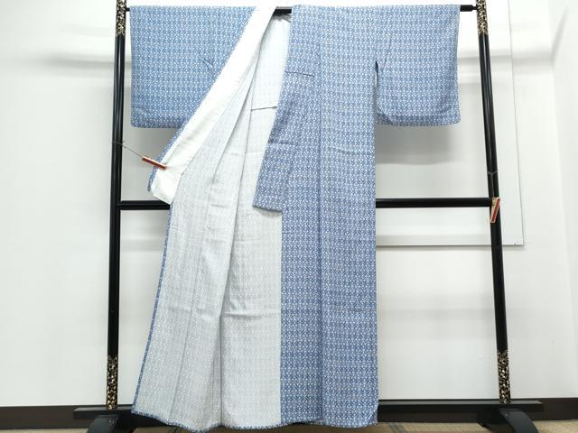平和屋着物▽上質な小紋 単衣 型染め 向かい鳥花文 正絹 逸品 CABG2626th