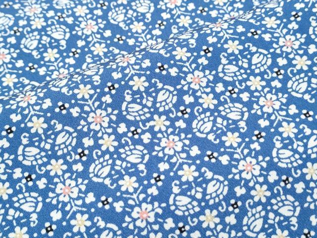 平和屋着物▽上質な小紋 単衣 型染め 向かい鳥花文 正絹 逸品 CABG2626th