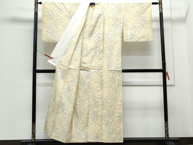 平和屋着物▽上質な紬 単衣 草葉文 正絹 逸品 CABG2627th