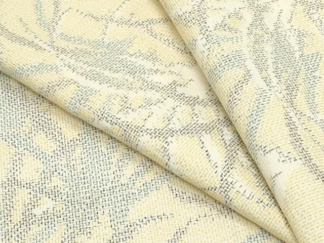 平和屋着物▽上質な紬 単衣 草葉文 正絹 逸品 CABG2627th