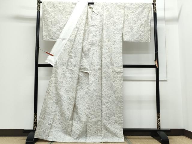 平和屋着物▽上質な紬 単衣 風景文 正絹 逸品 CABG2628th