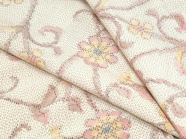 平和屋着物▽上質な紬 単衣 花唐草文 正絹 逸品 CABG2630th