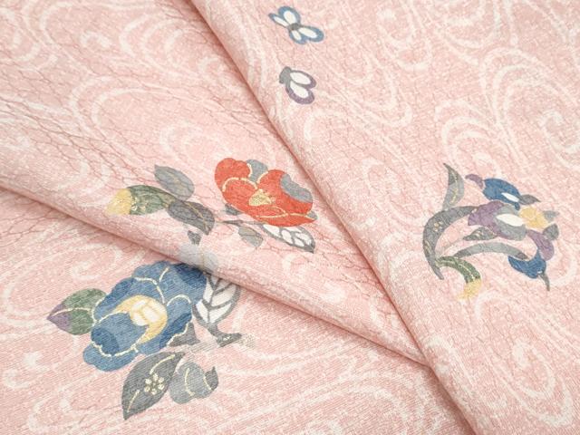 平和屋着物▽上質な小紋 単衣 花蝶文 金彩 正絹 逸品 CABG2634th