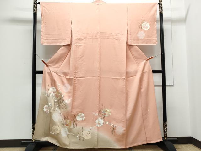 平和屋着物▽訪問着 単衣 作家物 駒刺繍 雪輪花文 暈し染め 金彩 正絹 逸品 CABG2640th