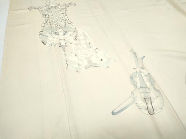 平和屋着物▽訪問着 単衣 天使 楽器文 金彩 正絹 逸品 CABG2641th