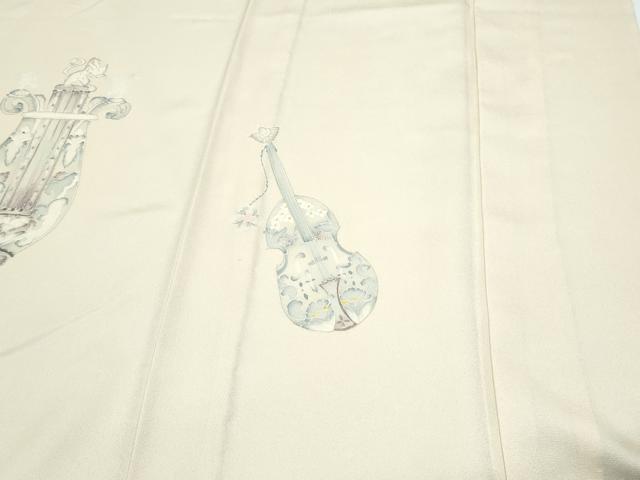 平和屋着物▽訪問着 単衣 天使 楽器文 金彩 正絹 逸品 CABG2641th
