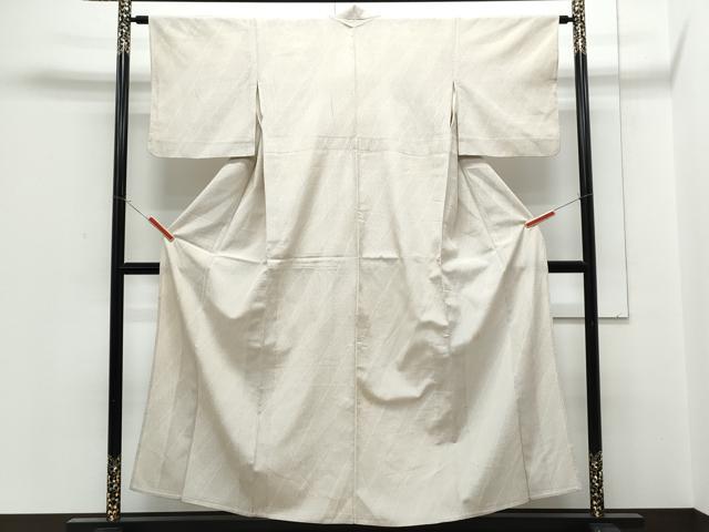 平和屋着物▽本塩沢 単衣 110亀甲 斜線文 正絹 逸品 CABG2645th