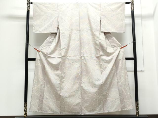 平和屋着物▽上質な紬 単衣 芝草文 正絹 逸品 CABG2646th