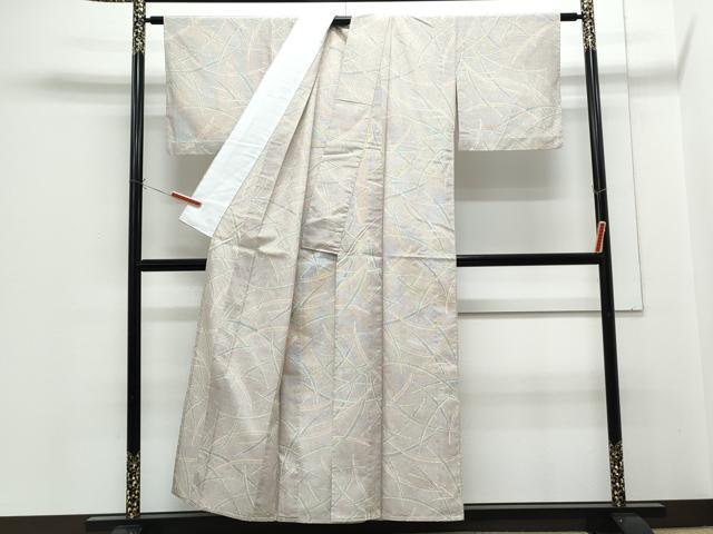 平和屋着物▽上質な紬 単衣 芝草文 正絹 逸品 CABG2646th