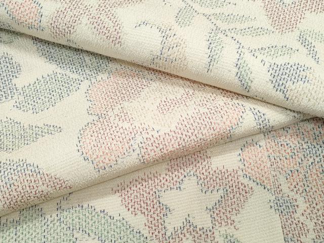 平和屋着物▽本塩沢 単衣 花唐草文 正絹 逸品 CABG2651th
