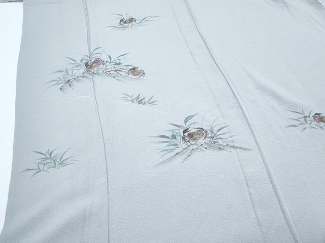 平和屋着物▽訪問着 単衣 手描き カニ 正絹 逸品 CABG2658th